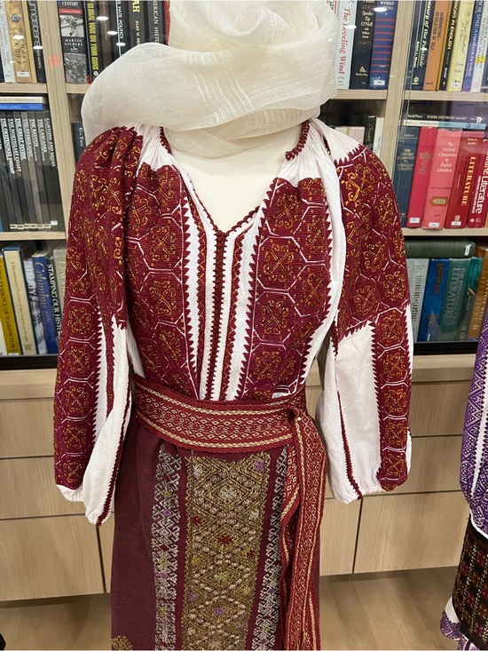 Handmade Dresses & Skirts - Ie Romanian cusutaTraditional Embroidered Long Sleeve Dress in Burgundy